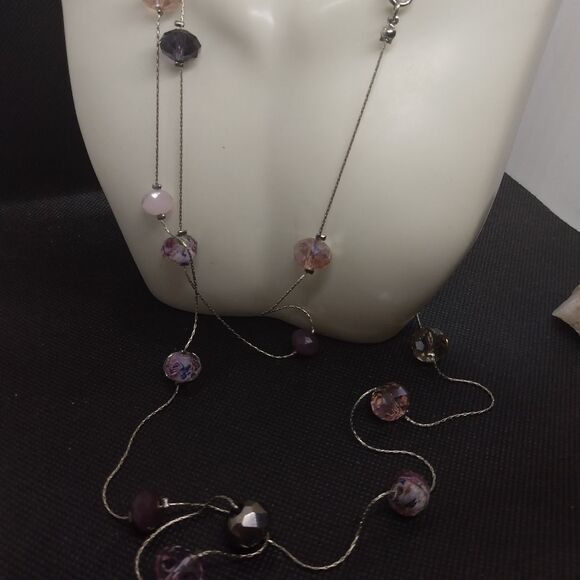 Cato's nwt Floating pink and rose crystal drop necklace and earrings - Picture 1 of 4